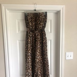 Wide leg leopard jumpsuit